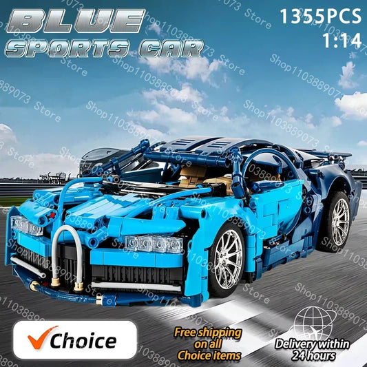 Technical Blue 1:14 1355PCS Super Racing Series Sport Car Moc Bricks Building Blocks Model Scale Children Toy Boy Birthday Gifts